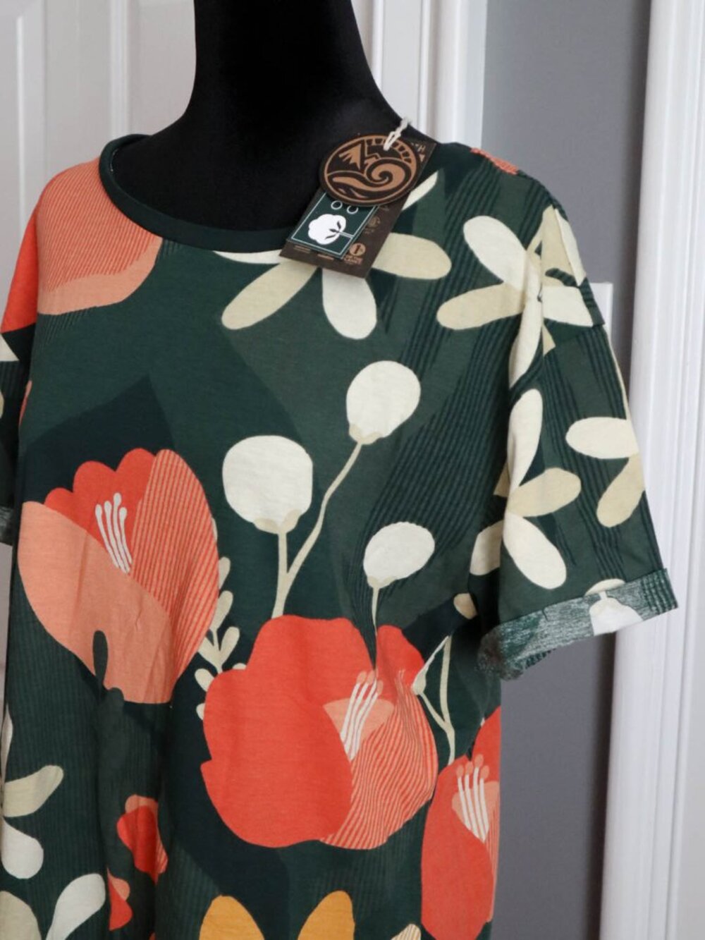 Happy Earth 100% Organic Cotton T-Shirt Dress Finley Paradise Sz XL Fair Trade - Picture 3 of 8